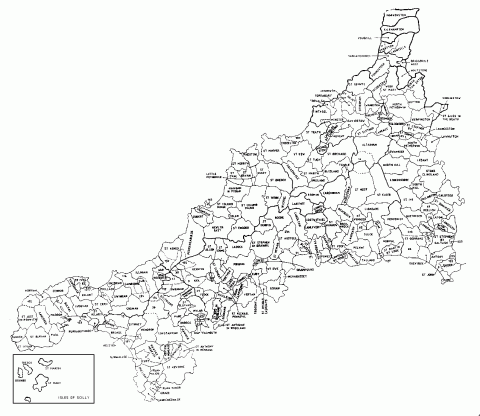 Map of the Historical Cornwall Parishes